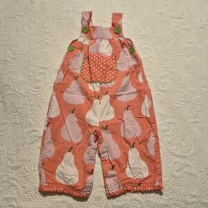 Baby Boden girls size 18-24 months pear designed overalls, 2012 Vintage GUC